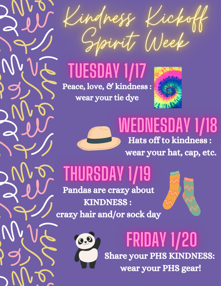 Kindness Kickoff Spirit Week Jan 17-20