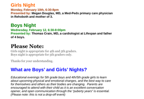 HMS- Boys and Girls Night Info